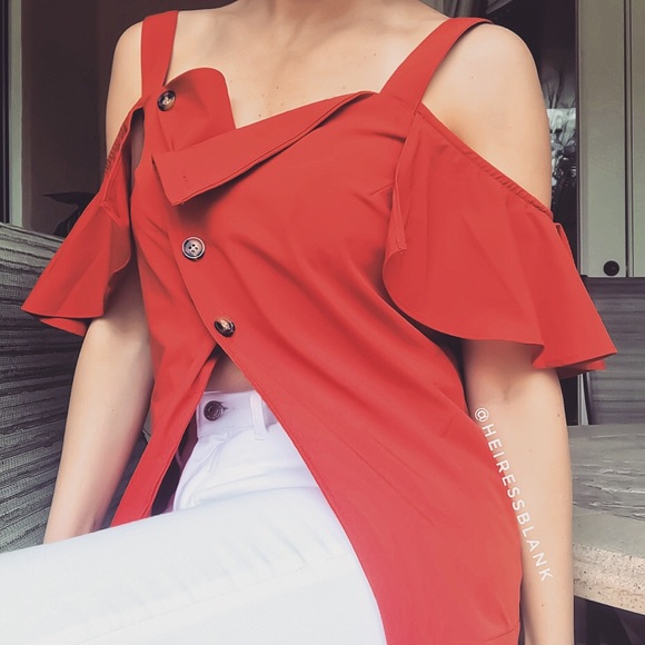 rust cold shoulder top - Picture 2 of 9